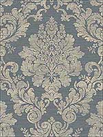 Textile Damask Blue Wallpaper RM81102 by Casa Mia Wallpaper for sale at Wallpapers To Go
