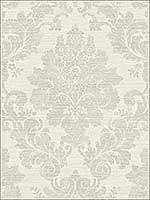 Textile Damask White Grey Wallpaper RM81108 by Casa Mia Wallpaper for sale at Wallpapers To Go