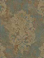 Neoclassic Damask Gulf Stream Brown Soft Gold Wallpaper RM41204 by Casa Mia Wallpaper for sale at Wallpapers To Go