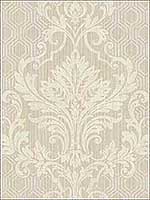 Geometrical Damask Grey Soft Pink Cream Wallpaper RM30505 by Casa Mia Wallpaper for sale at Wallpapers To Go