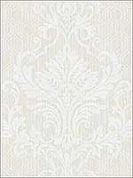 Geometrical Damask White Cream Wallpaper RM30510 by Casa Mia Wallpaper for sale at Wallpapers To Go