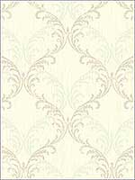 Double Scroll Cream White Beige Wallpaper RM30705 by Casa Mia Wallpaper for sale at Wallpapers To Go