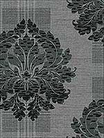 Neoclassic Contemporary Damask Black Grey Wallpaper RM30800 by Casa Mia Wallpaper for sale at Wallpapers To Go