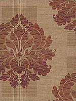 Neoclassic Contemporary Damask Bronze Red Wallpaper RM30801 by Casa Mia Wallpaper for sale at Wallpapers To Go