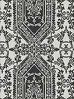 Neoclassic Scroll Black Silver Wallpaper RM30900 by Casa Mia Wallpaper for sale at Wallpapers To Go