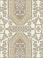 Neoclassic Scroll Gold Bronze Beige Wallpaper RM30901 by Casa Mia Wallpaper for sale at Wallpapers To Go
