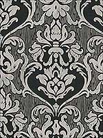 Antique Damask Black Silver Wallpaper RM31200 by Casa Mia Wallpaper for sale at Wallpapers To Go