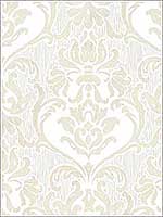 Antique Damask White Cream Wallpaper RM31210 by Casa Mia Wallpaper for sale at Wallpapers To Go