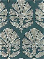 Ottoman Fans Deep Teal Cream Wallpaper HC7574 by Ronald Redding Wallpaper for sale at Wallpapers To Go