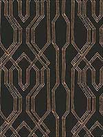 Oriental Lattice Black Gold Wallpaper AF6562 by Ronald Redding Wallpaper for sale at Wallpapers To Go