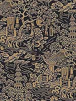 Chinoiserie Black Gold Wallpaper AF6577 by Ronald Redding Wallpaper for sale at Wallpapers To Go