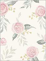 Watercolor Roses Pink Peel and Stick Wallpaper PSW1010RL by Magnolia Home Wallpaper by Joanna Gaines for sale at Wallpapers To Go