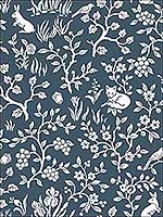 Fox and Hare Navy Peel and Stick Wallpaper PSW1166RL by Magnolia Home Wallpaper by Joanna Gaines for sale at Wallpapers To Go