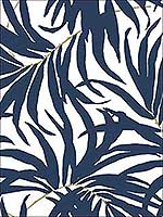 Bali Leaves Navy Gold Peel and Stick Wallpaper PSW1030RL by York Wallpaper for sale at Wallpapers To Go