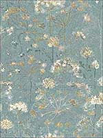 Botanical Fantasy Blue Beige Peel and Stick Wallpaper PSW1106RL by York Wallpaper for sale at Wallpapers To Go
