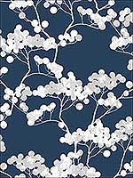 Cyprus Blossom Navy Blue and Gray Wallpaper NW37202 by NextWall Wallpaper for sale at Wallpapers To Go
