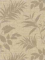 Chandler Khaki Botanical Faux Grasscloth Wallpaper 292150806 by Warner Wallpaper for sale at Wallpapers To Go
