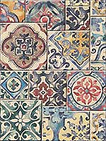 Estrada Multicolor Marrakesh Tiles Wallpaper 292222301 by A Street Prints Wallpaper for sale at Wallpapers To Go