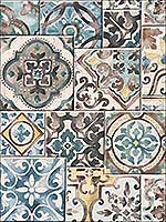 Estrada Blue Marrakesh Tiles Wallpaper 292222315 by A Street Prints Wallpaper for sale at Wallpapers To Go
