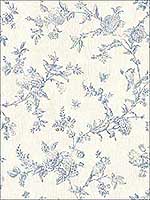 French Nightingale Blue Floral Scroll Wallpaper 311902192 by Chesapeake Wallpaper for sale at Wallpapers To Go