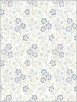 Patsy Blue Floral Wallpaper 311913052 by Chesapeake Wallpaper for sale at Wallpapers To Go