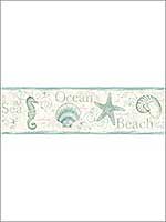 Island Bay Sea Green Starfish Border 312053562B by Chesapeake Wallpaper for sale at Wallpapers To Go