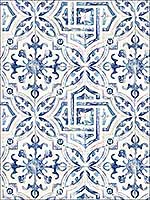 Sonoma Navy Spanish Tile Wallpaper 290412332 by Brewster Wallpaper for sale at Wallpapers To Go