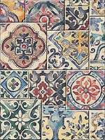 Marrakesh Multicolor Global Tiles Wallpaper 290422301 by Brewster Wallpaper for sale at Wallpapers To Go