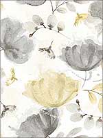 Zahra Grey Floral Wallpaper 290425679 by Brewster Wallpaper for sale at Wallpapers To Go