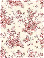 Toile Red Beige Wallpaper AB27657 by Patton Norwall Wallpaper for sale at Wallpapers To Go