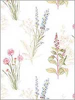 Flora Cream Blue Pink Wallpaper AB42445 by Patton Norwall Wallpaper for sale at Wallpapers To Go