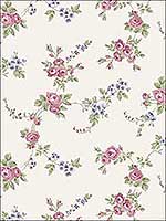 Chic Rose Plum Burgundy Rose Grey Blue Wallpaper AF37707 by Patton Norwall Wallpaper for sale at Wallpapers To Go