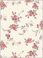 Chic Rose Red Cream Brown Wallpaper AF37708 by Patton Norwall Wallpaper for sale at Wallpapers To Go