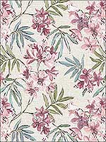 Linen Floral Pink Burgundy Turquoise Taupe Wallpaper AF37724 by Patton Norwall Wallpaper for sale at Wallpapers To Go