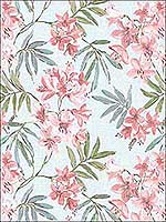 Linen Floral Blue Pink Green Wallpaper AF37725 by Patton Norwall Wallpaper for sale at Wallpapers To Go