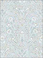 Ornamental Blue Grey Wallpaper AF37728 by Patton Norwall Wallpaper for sale at Wallpapers To Go