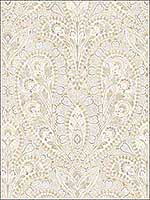 Ornamental Yellow Grey Cream Wallpaper AF37730 by Patton Norwall Wallpaper for sale at Wallpapers To Go