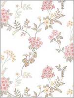 Fern Floral Pink Khaki Grey Blush Wallpaper AF37732 by Patton Norwall Wallpaper for sale at Wallpapers To Go