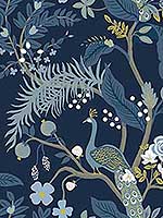 Peacock Navy Wallpaper RI5172 by Rifle Paper Co Wallpaper for sale at Wallpapers To Go
