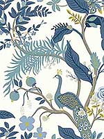 Peacock Blue White Wallpaper RI5173 by Rifle Paper Co Wallpaper for sale at Wallpapers To Go