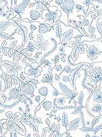 Aviary Blue Cream Peel and Stick Wallpaper PSW1311RL by Rifle Paper Co Wallpaper for sale at Wallpapers To Go