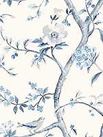 Southport Floral Trail Eggshell Blue Shale Wallpaper LN11102 by Seabrook Wallpaper for sale at Wallpapers To Go