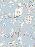 Southport Floral Trail Sky Blue Arrowroot Wallpaper LN11112 by Seabrook Wallpaper for sale at Wallpapers To Go