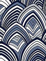 Cabarita Indigo Art Deco Flocked Leaves Wallpaper 296987351 by A Street Prints Wallpaper for sale at Wallpapers To Go