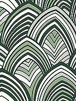 Cabarita Green Art Deco Flocked Leaves Wallpaper 296987354 by A Street Prints Wallpaper for sale at Wallpapers To Go