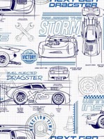 Disney Pixar Cars Schematic Blue Wallpaper DI0916 by York Wallpaper for sale at Wallpapers To Go