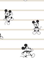 Disney Mickey Mouse Stripe Black White Cream Wallpaper DI0932 by York Wallpaper for sale at Wallpapers To Go