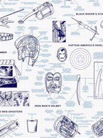 Marvels Heroes Schematics Blue Wallpaper DI0935 by York Wallpaper for sale at Wallpapers To Go