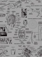 Marvels Heroes Schematics Gray Black Wallpaper DI0936 by York Wallpaper for sale at Wallpapers To Go
