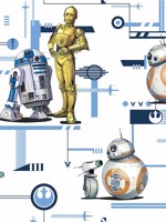 Star Wars The Rise of Skywalker Droids Blue Gold Wallpaper DI0948 by York Wallpaper for sale at Wallpapers To Go